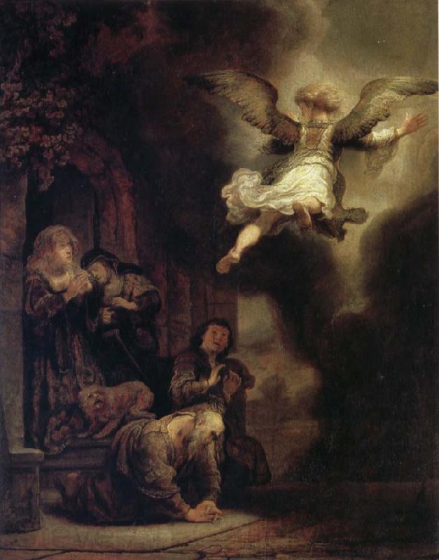 REMBRANDT Harmenszoon van Rijn The Archangel Raphael Taking Leave of the Tobit Family